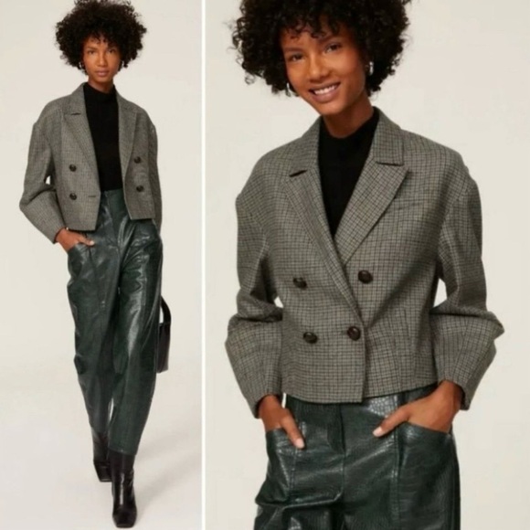 Veronica Beard | Sybille Houndstooth Double Breasted Wool Blend Blazer Size 8 - Picture 1 of 14